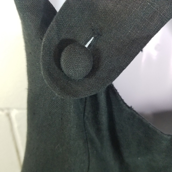 Vtg Elizabeth Wayman black linen criss cross back maxi dress - Picture 11 of 13